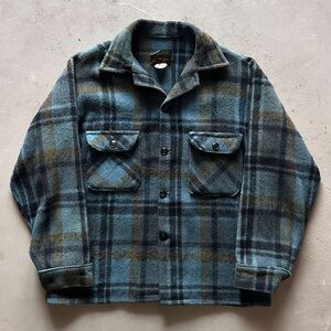 vintage 70s bellaine blue plaid wool flannel shacket